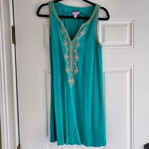 Lilly Pulitzer teal size small dress with gold